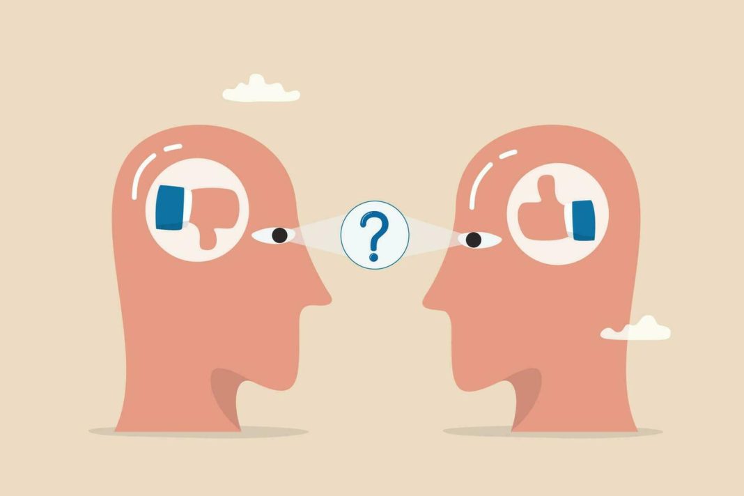 perception-process-to-interpret-information-though-or-opinion-depend-on-personality-or-perspective-difference-bias-or-illusion-concept-human-head-looking-at-object-with-difference-perception-vector
